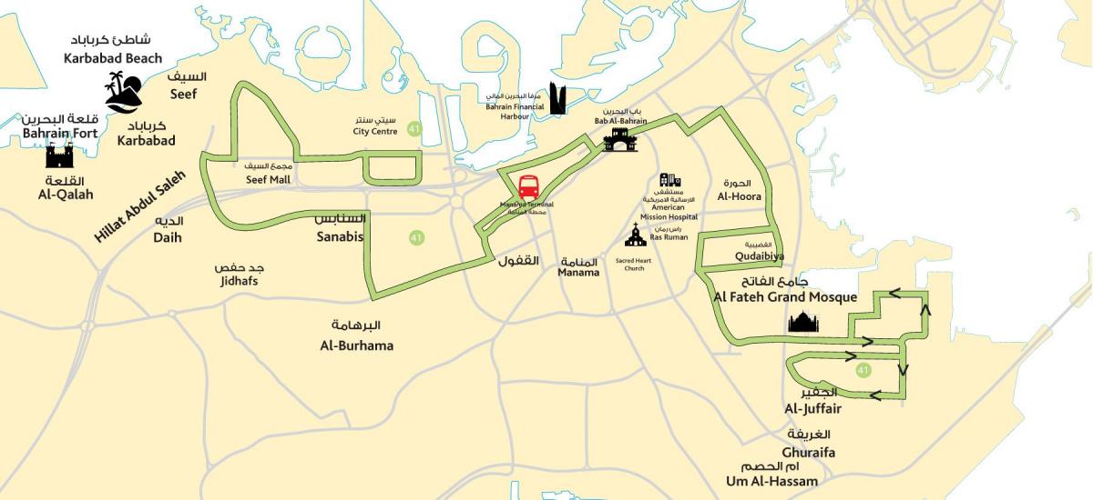 harta e qytetit qendra e Bahrain