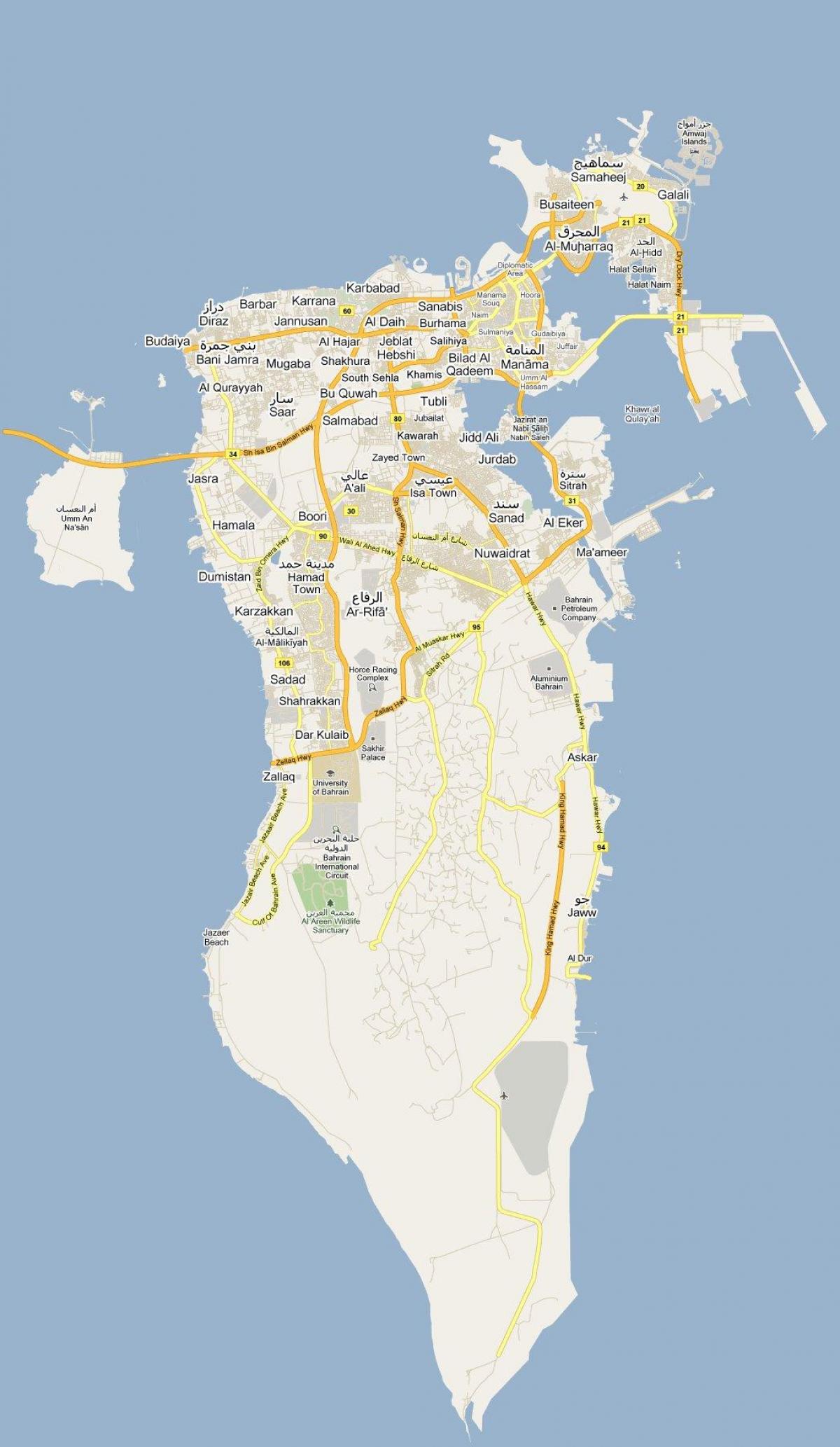 harta e rrugës harta e Bahrain