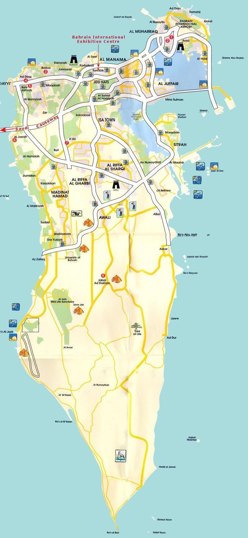 harta e Bahrain turistike